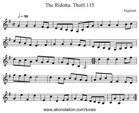 Ridotta. ThoH.115, The - staff notation