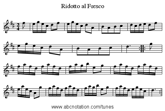 Ridotto al Fresco - staff notation
