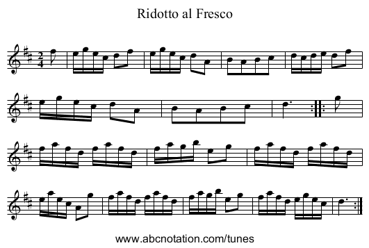 Ridotto al Fresco - staff notation