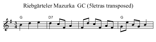 Riebg&auml;rteler Mazurka  GC (5letras transposed) - staff notation