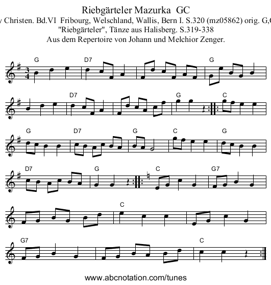 Riebgärteler Mazurka GC - staff notation