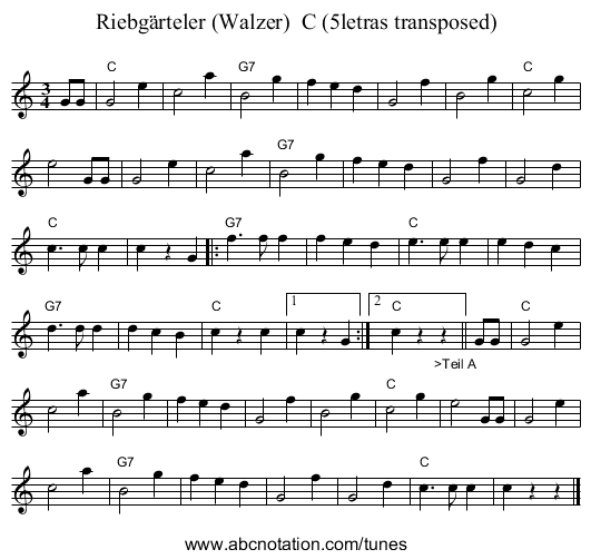 Riebg&auml;rteler (Walzer)  C (5letras transposed) - staff notation