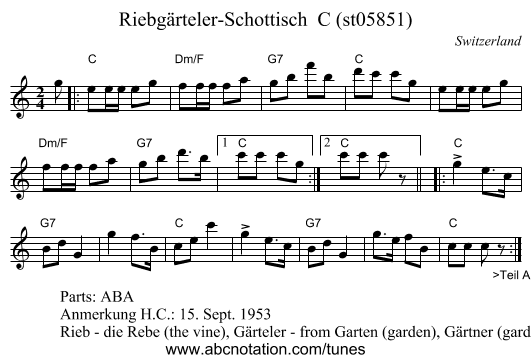 Riebgärteler-Schottisch  C (st05851) - staff notation