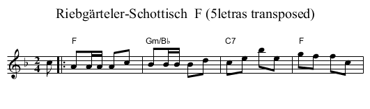 Riebg&auml;rteler-Schottisch  F (5letras transposed) - staff notation