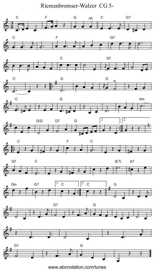 Riemenbromser-Walzer  CG 5- - staff notation