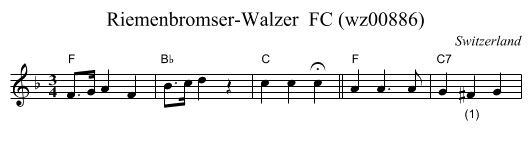 Riemenbromser-Walzer  FC (wz00886) - staff notation