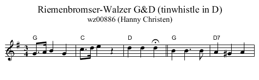 Riemenbromser-Walzer G&D (tinwhistle in D) - staff notation