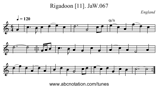 Rigadoon [11]. JaW.067 - staff notation