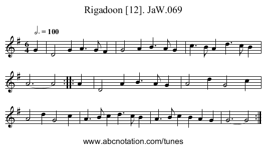 Rigadoon [12]. JaW.069 - staff notation