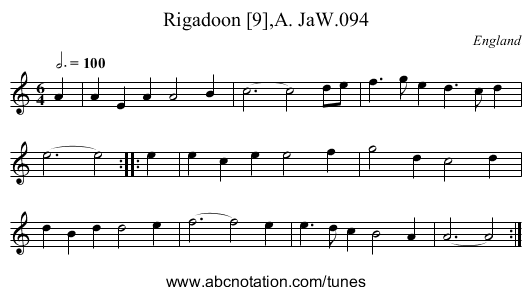 Rigadoon [9],A. JaW.094 - staff notation