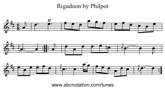 Rigadoon by Philpot - staff notation