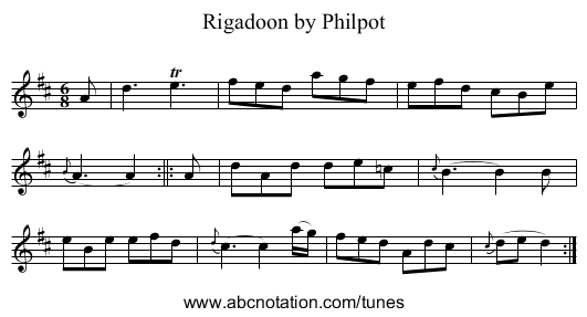 Rigadoon by Philpot - staff notation