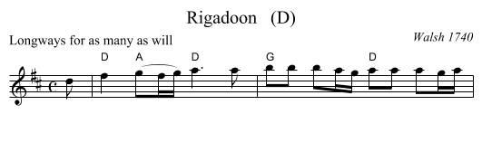 Rigadoon   (D) - staff notation