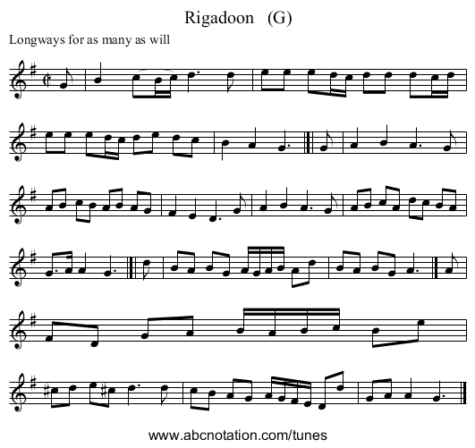 Rigadoon (G) - staff notation