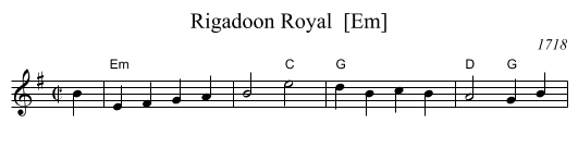 Rigadoon Royal  [Em] - staff notation