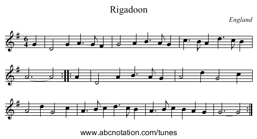 Rigadoon - staff notation