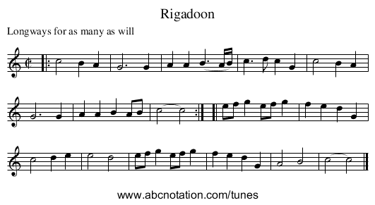 Rigadoon - staff notation