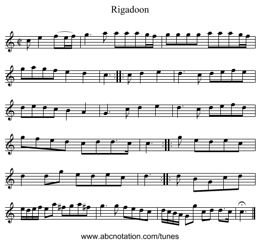 Rigadoon - staff notation