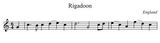 Rigadoon - staff notation