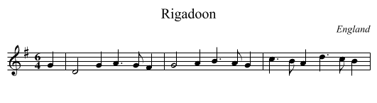 Rigadoon - staff notation