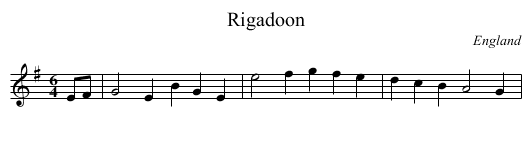 Rigadoon - staff notation