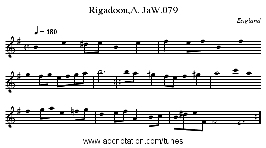 Rigadoon,A. JaW.079 - staff notation