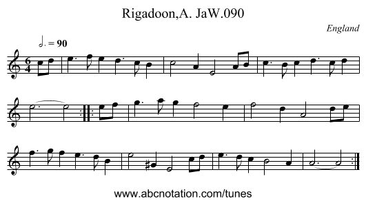 Rigadoon,A. JaW.090 - staff notation