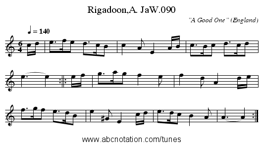 Rigadoon,A. JaW.090 - staff notation
