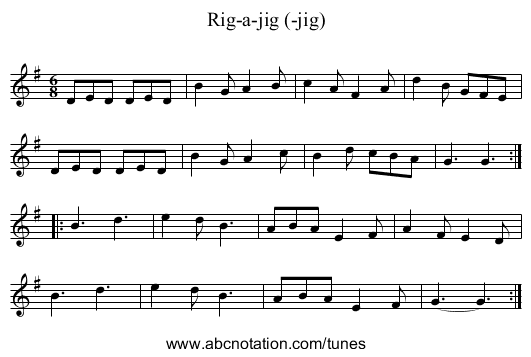 Rig-a-jig (-jig) - staff notation