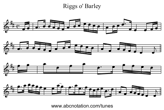 Riggs o' Barley - staff notation