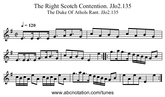 Right Scotch Contention. JJo2.135, The - staff notation