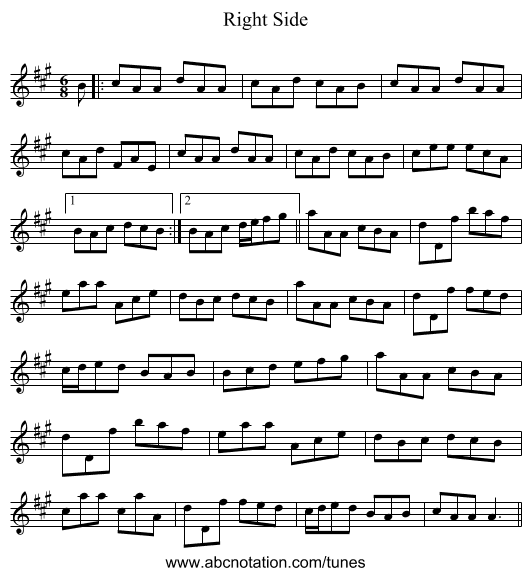 Right Side - staff notation