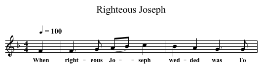 Righteous Joseph - staff notation