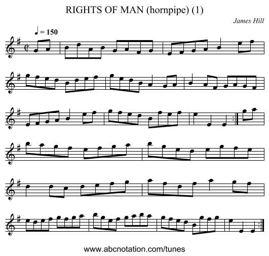 RIGHTS OF MAN (hornpipe) (1) - staff notation