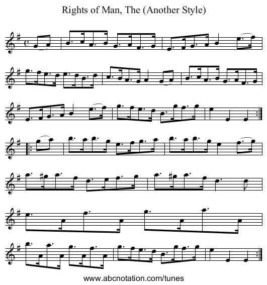 Rights of Man, The (Another Style) - staff notation