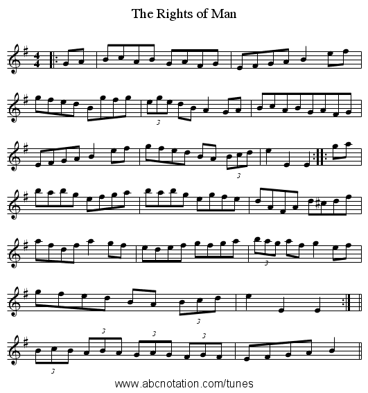 Rights of Man, The - staff notation