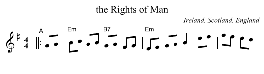 Rights of Man, the  - staff notation