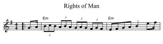 Rights of Man - staff notation