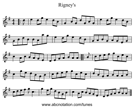 Rigney's - staff notation