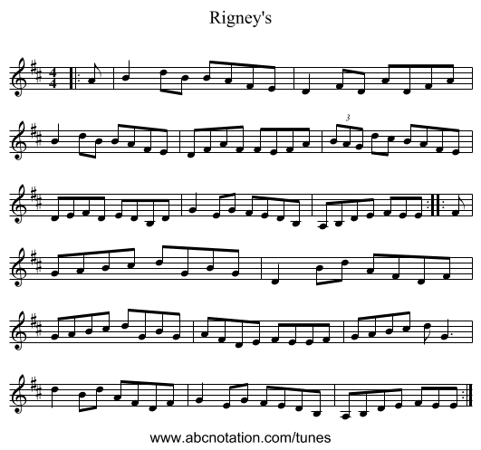 Rigney's - staff notation