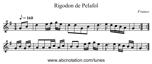 Rigodon de Pelafol - staff notation