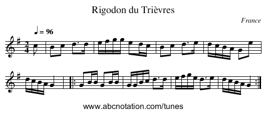Rigodon du Trièvres - staff notation