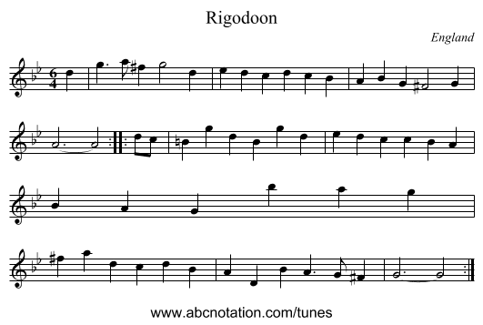 Rigodoon - staff notation