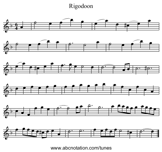 Rigodoon - staff notation