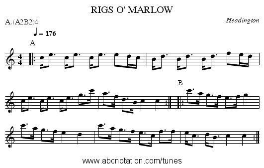 RIGS O' MARLOW - staff notation