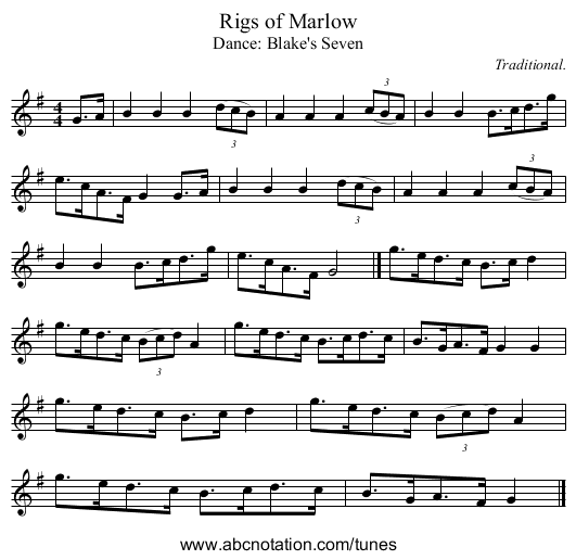 Rigs of Marlow - staff notation