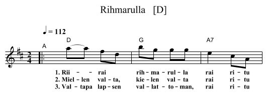 Rihmarulla   [D] - staff notation