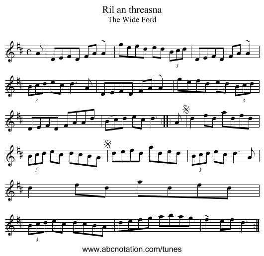 Ril an threasna - staff notation