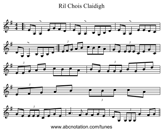 Ril Chois Claidigh - staff notation