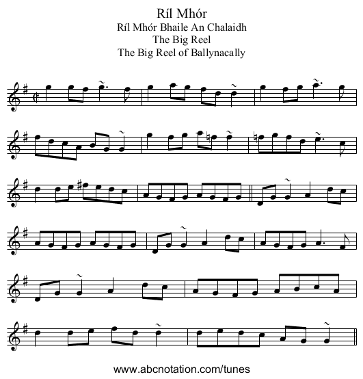 Ríl Mhór - staff notation